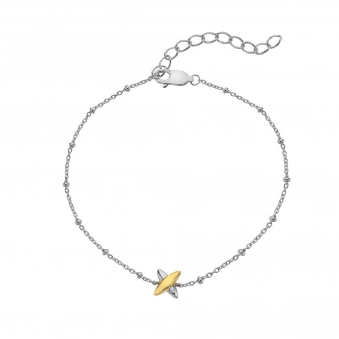 Hot Diamonds Sterling Silver Gold Plated 2 Colour Kiss Bracelet DL716