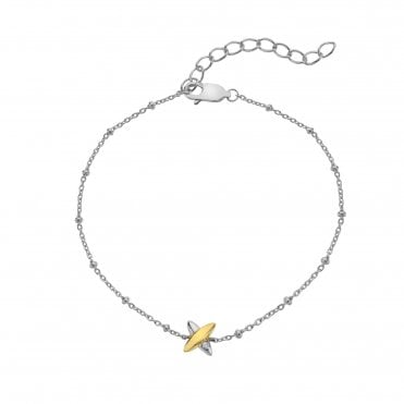 Sterling Silver Gold Plated 2 Colour Kiss Bracelet DL716
