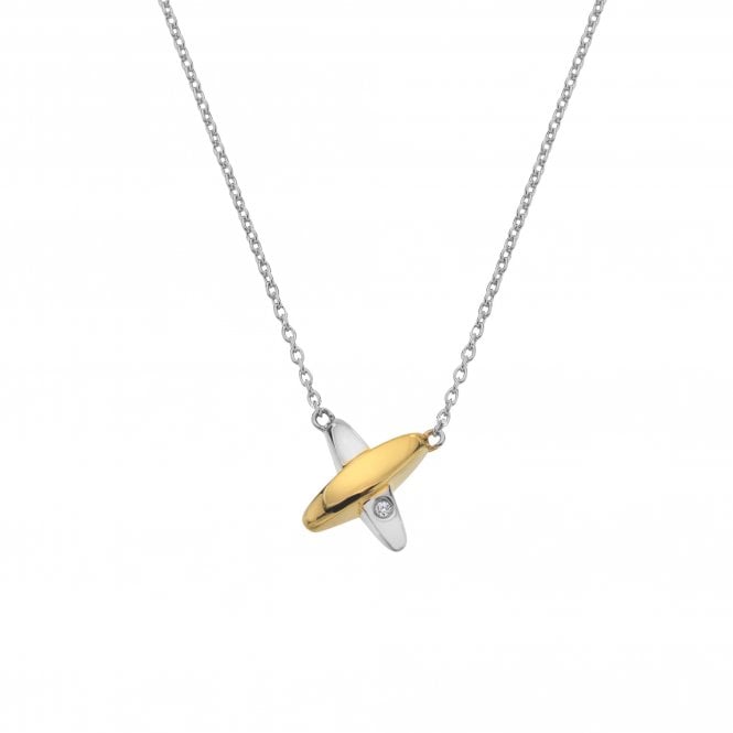 Hot Diamonds Sterling Silver Gold Plated 2 Colour Kiss Pendant & Chain DN225
