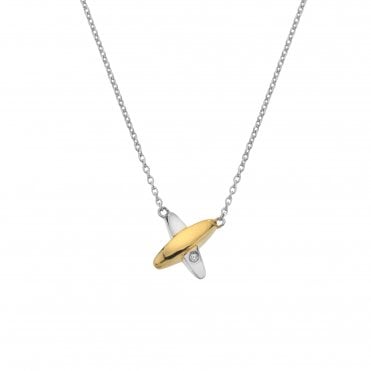 Sterling Silver Gold Plated 2 Colour Kiss Pendant & Chain DN225