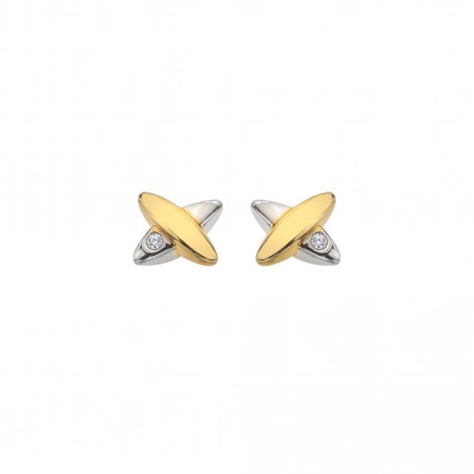 Hot Diamonds Sterling Silver Gold Plated 2 Colour Kiss Stud Earrings DE859