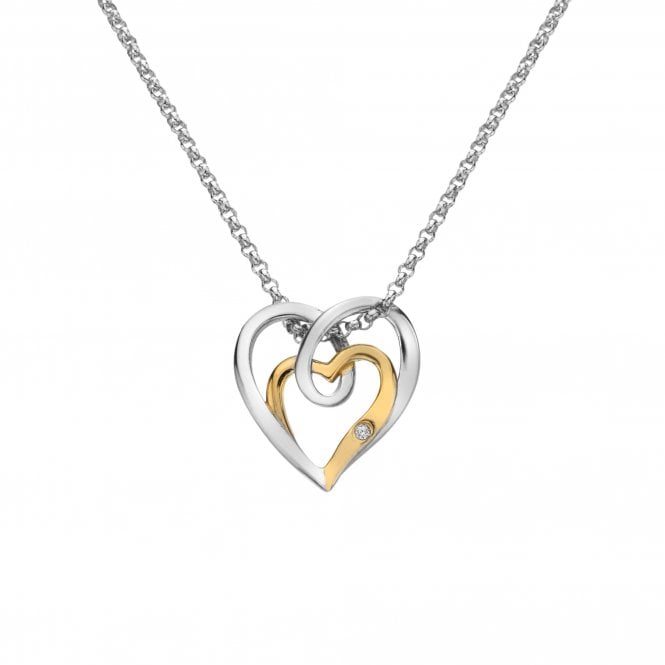 Hot Diamonds Sterling Silver Gold Plated 2 Colour Open Heart Pendant & Chain DP1087