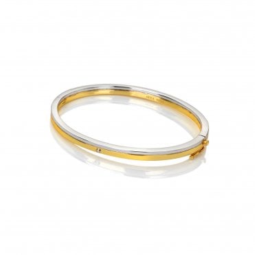Sterling Silver Gold Plated 2 Colour Oval Bangle DC226
