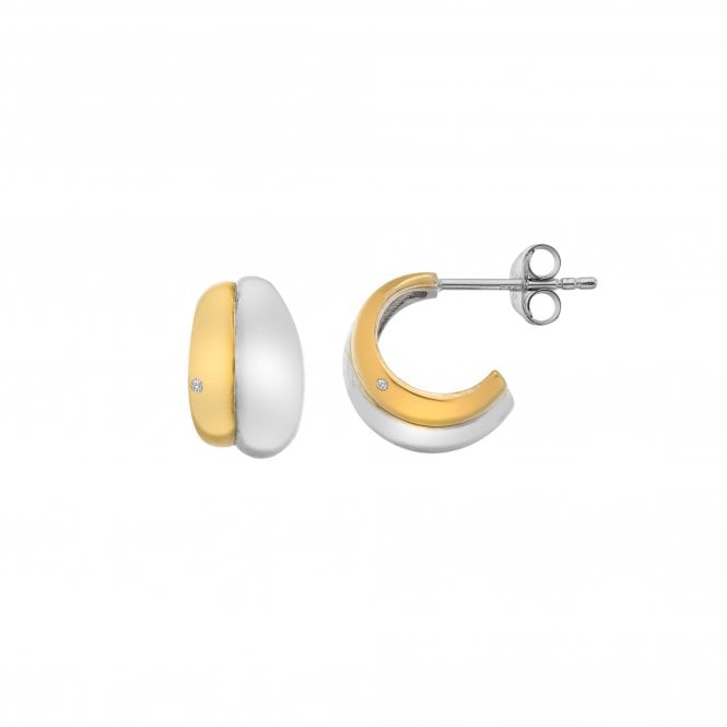 Hot Diamonds Sterling Silver Gold Plated 2 Colour Wedding Band Earrings DE872