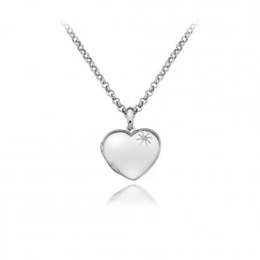 Sterling Silver Heart Locket & Chain DP495