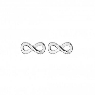Sterling Silver Infinity Diamond Set Stud Earrings DE710