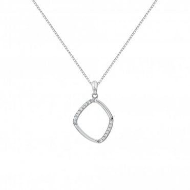 Sterling Silver Large Behold White Topaz & Diamond Set Pendant & Chain DP781