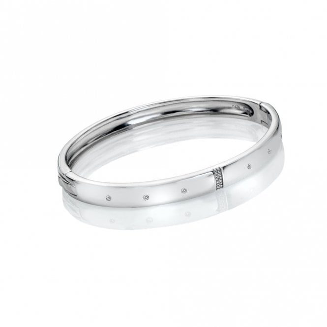 Hot Diamonds Sterling Silver Much Loved 4Diamond Set Oval Bangle DC178