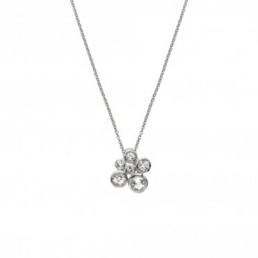 Sterling Silver Multi Stone Cluster Pendant & Chain DP1083