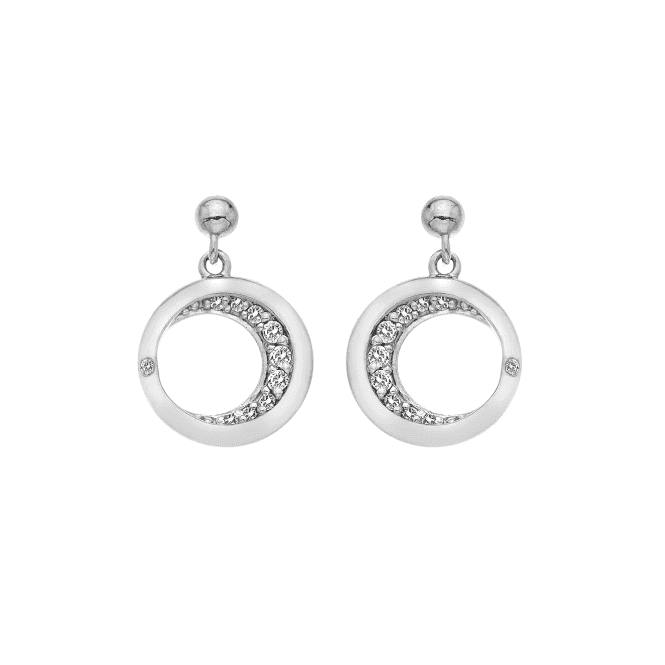 Hot Diamonds Sterling Silver Open Circle Diamond Set Drop Earrings DE687