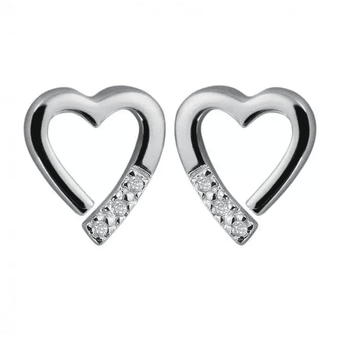 Hot Diamonds Sterling Silver Open Heart Diamond Set Stud Earrings DE110