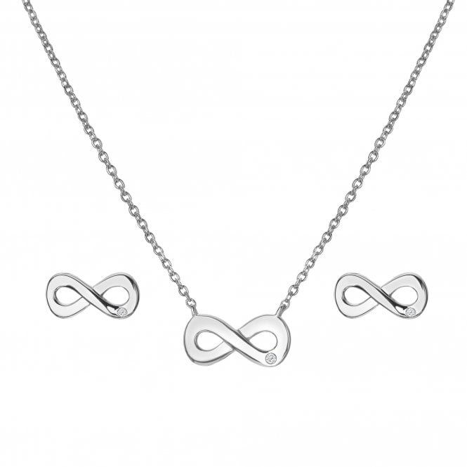Hot Diamonds Sterling Silver Open Infinity Pendant & Earrings Set SS141