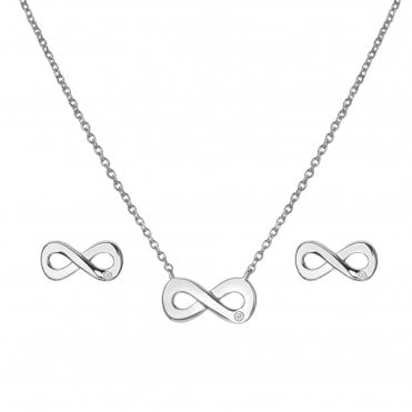 Sterling Silver Open Infinity Pendant & Earrings Set SS141