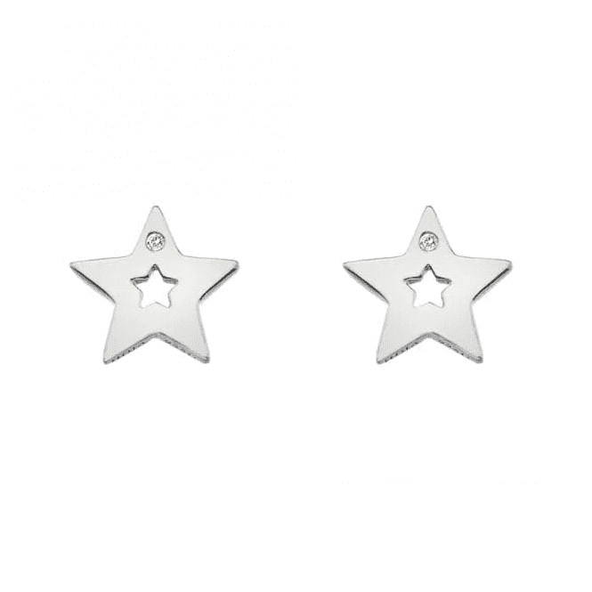 Hot Diamonds Sterling Silver Open Star Diamond Set Stud Earrings DE587