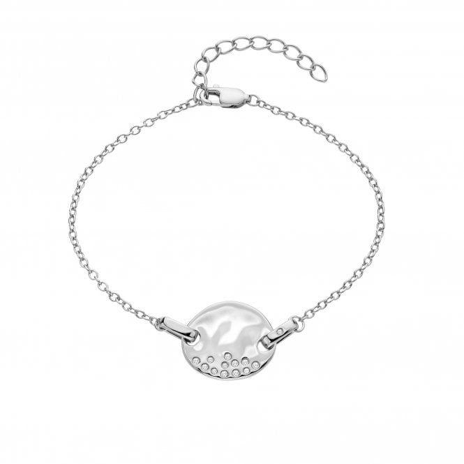 Hot Diamonds Sterling Silver Oval Hammered Diamond Set Bracelet DL697