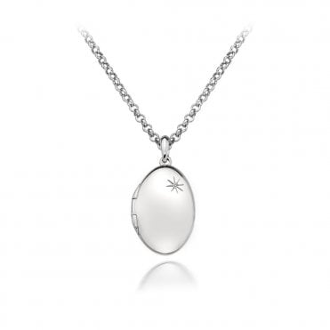 Sterling Silver Oval Locket & Chain DP493