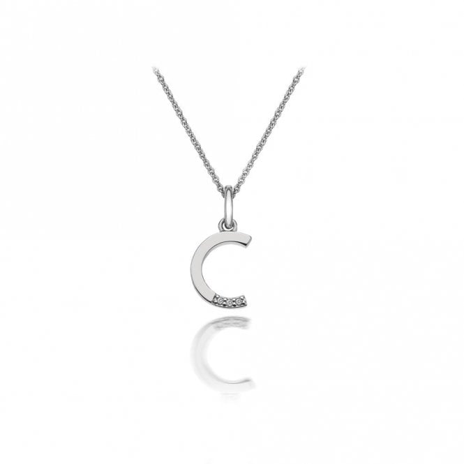 Hot Diamonds Sterling Silver Rhodium Plated Diamond Set Letter C Pendant & Chain