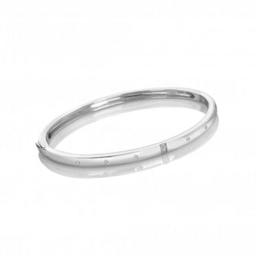 Sterling Silver Rhodium Plated Much Loved Slim Oval Bangle