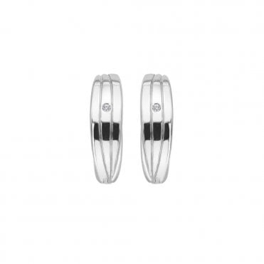 Sterling Silver Rhodium Plated Trio Hoop Earrings