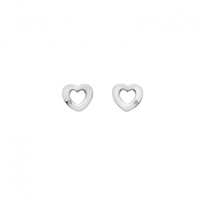 Hot Diamonds Sterling Silver Rounded Open Heart Diamond Set Stud Earrings DE616
