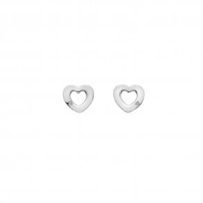 Sterling Silver Rounded Open Heart Diamond Set Stud Earrings DE616