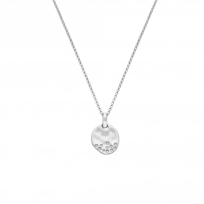 Hot Diamonds Sterling Silver Small Oval Hammered Diamond Set Necklace DP1031