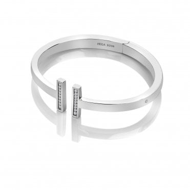 Sterling Silver Stone Set T-Bar Bangle DC202