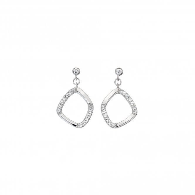 Hot Diamonds Sterling Silver White Topaz & Diamond Set Drop Earrings DE646