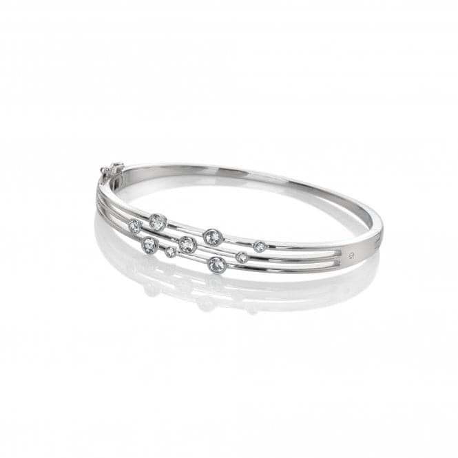 Hot Diamonds Sterling Silver White Topaz & Diamond Set Statement Bangle DC188