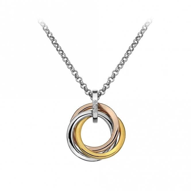 Hot Diamonds Sterling Silver with Rose and Yellow Gold Plated Accents Diamond Set Calm Circles Pendant and Chain DP544