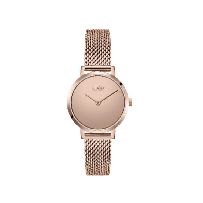 Hugo Ladies #CHERISH Round Rose Dial Rose Mesh Bracelet Watch 1540085