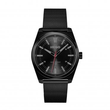 Mens #ARK Round Black Dial Black IP Mesh Bracelet Watch 1530440
