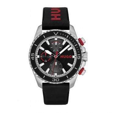 Mens #DIVE Round Black Chronograph Dial Black Silicon Strap Watch 1530427