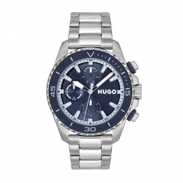 Mens #DIVE Round Blue Chronograph Dial Stainless Steel Bracelet Watch 1530429