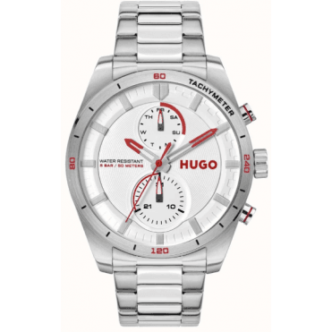 Mens #FAST Round Silver Chronodial Stainless Steel Bracelet Watch 1530373
