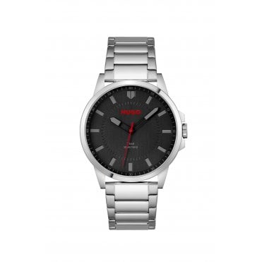 Mens #FIRST Round Black Dial Stainless Steel Bracelet Watch 1530246