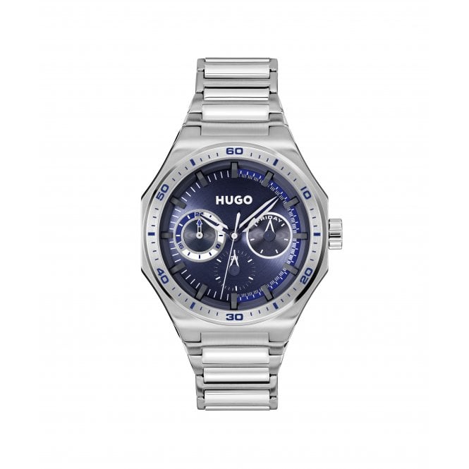 Hugo Mens #GRAIL SPORT Round Blue Chronograph Dial Stainless Steel Bracelet Watch 1530400