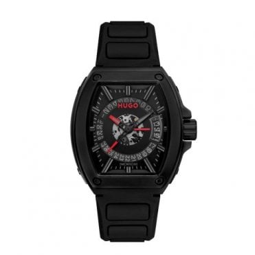 Mens #ICON Black Elliptical Dial Black Silicon Strap Watch 1530436