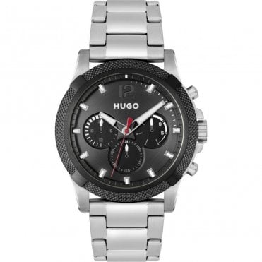 Mens #IMPRESSFORHIM Black Chronograph Dial  Stainless Steel Bracelet Watch 1530295