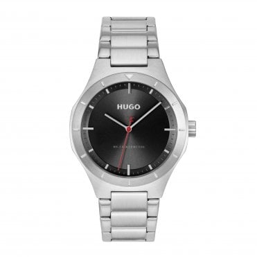 Mens #LIT Round Black Dial Stainless Steel Bracelet Watch 1530447