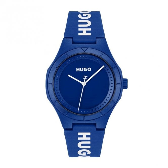 Hugo Mens #LIT Round Blue Dial Blue Silicone Strap Watch 1530414