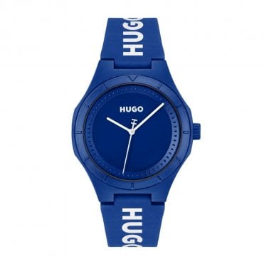 Mens #LIT Round Blue Dial Blue Silicone Strap Watch 1530414