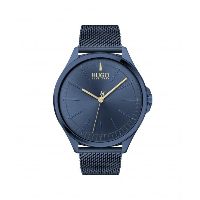 Hugo Mens #SMASH Round Blue Dial Blue Mesh Bracelet Watch 1530136