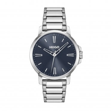 Mens #SMOOTH Round Blue Dial Stainless Steel Bracelet Watch 1530419