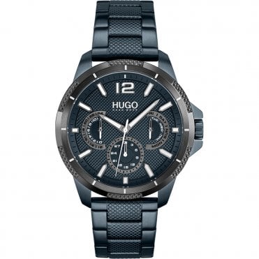 Mens #SPORT Round Blue Multi Dial Blue IP Bracelet Watch 1530194.