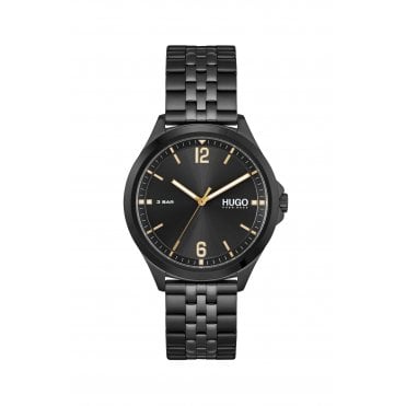 Mens #SUIT Round Black Dial Black IP Bracelet Watch 1530218
