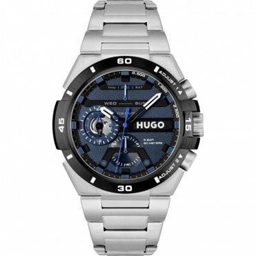 Mens #WILD Round Blue Chronograph Dial Stainless Steel Bracelet Watch 1530337