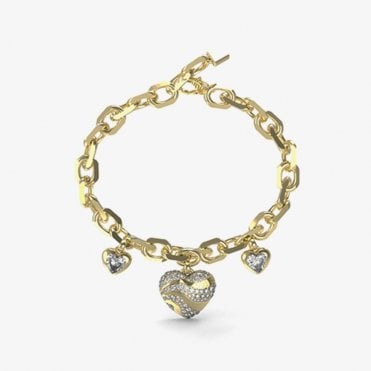 Ladies Guess In My Heart Gold Plated Crystal Heart Bracelet UBB04500YGL