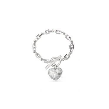 Ladies Guess In My Heart Rhodium Plated Crystal T-Bar Bracelet UBB04496RHL