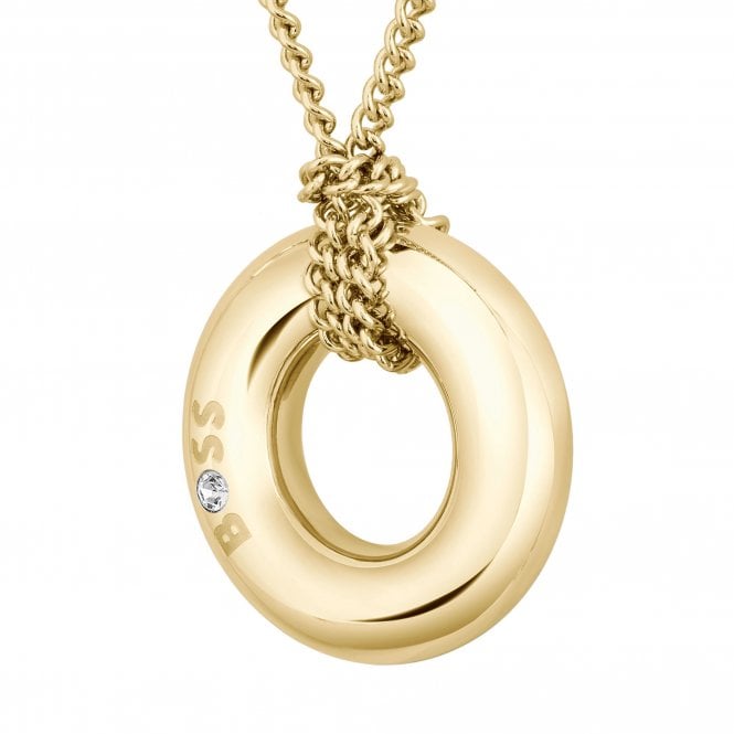 Boss Ladies Live Gold Plated Round Pendant and Chain 1580684